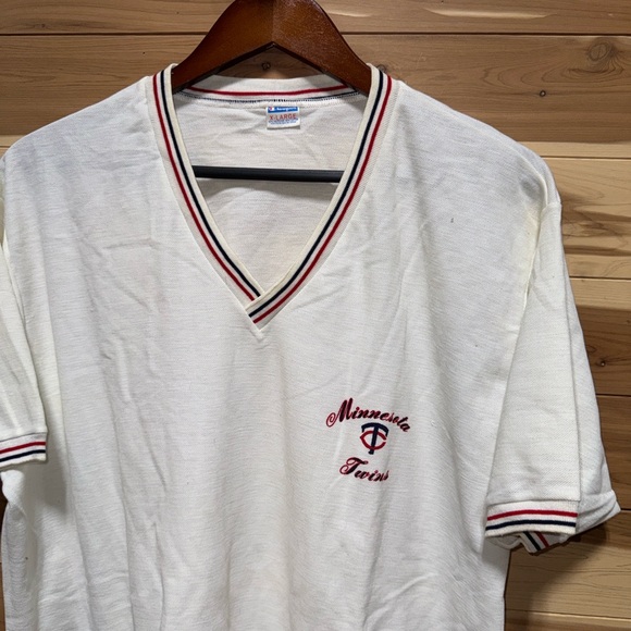 VTG 70’s Champion Minnesota Twins MLB Baseball V-Neck T-Shirt XL 1970’s/1980’s - Picture 3 of 7